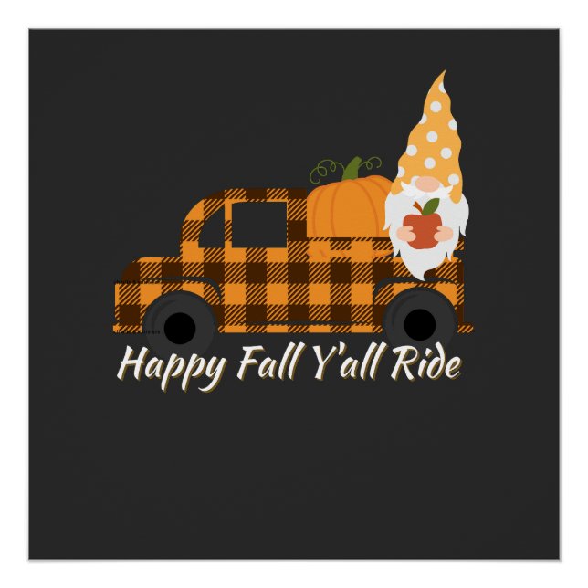Fall Gnome Shirt | Happy Fall Y'All Gnomes | Gnome Poster (Front)