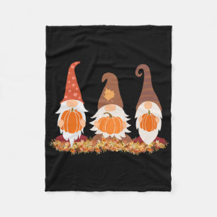 Fall Gnomes And Autumn Leaves Cute Graphic  Fleece Blanket