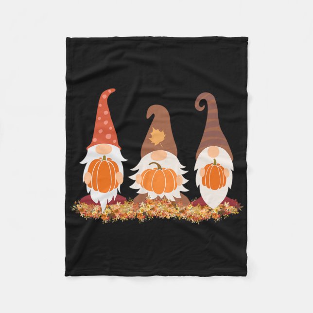 Fall Gnomes And Autumn Leaves Cute Graphic  Fleece Blanket (Front)