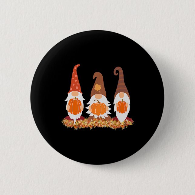 Fall Gnomes And Autumn Leaves Cute Graphic Gifts  6 Cm Round Badge (Front)