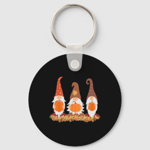 Fall Gnomes And Autumn Leaves Cute Graphic Gifts Key Ring