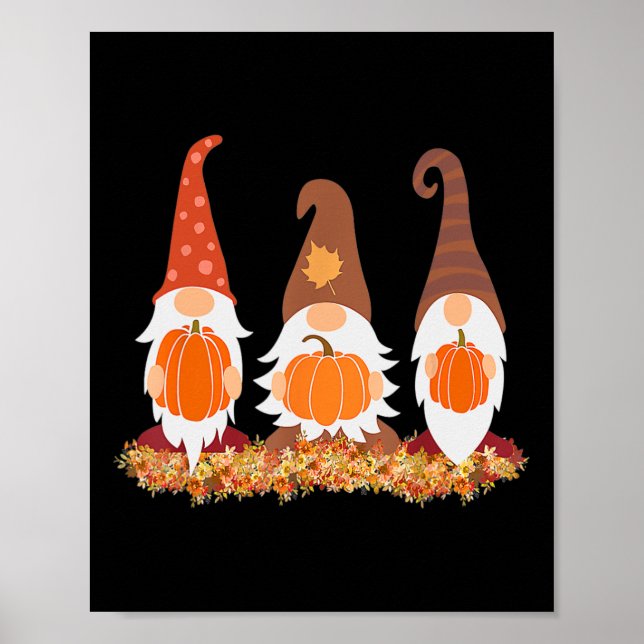 Fall Gnomes And Autumn Leaves Cute Graphic Gifts  Poster (Front)