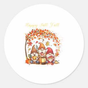 Fall Gnomes Happy Fall Yall Autumn Leaves Tree Tha Classic Round Sticker