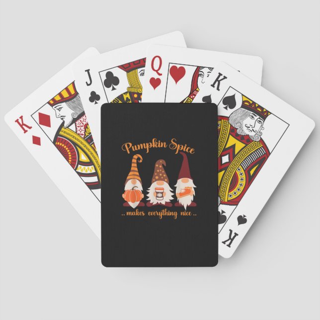 Fall Gnomes Pumpkin Pumpkin Spice Makes Everything Playing Cards (Back)