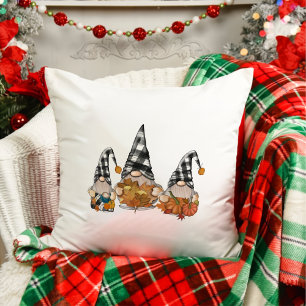 Fall Gnomes Pumpkin Thanksgiving Throw Pillow