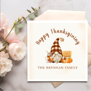 Fall Gnomes Thanksgiving Dinner Napkin