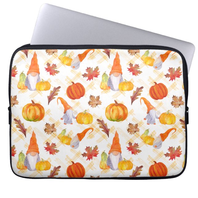 Fall Gnomes White Background Laptop Sleeve (Front)