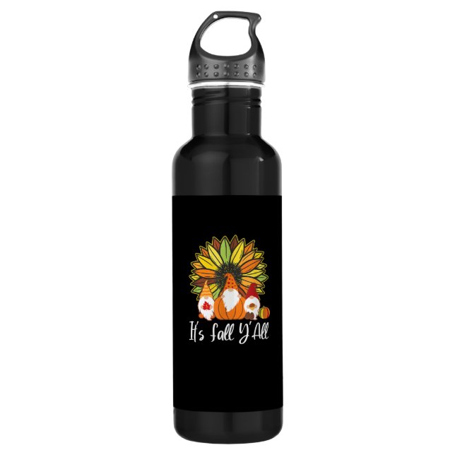 Fall Gnomes With Autumn Pumpkin It’s Fall Y’all 710 Ml Water Bottle (Front)