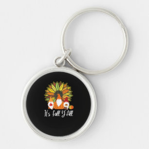 Fall Gnomes With Autumn Pumpkin It’s Fall Y’all Key Ring