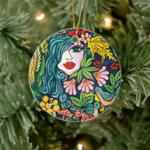 FALL GODDESS CERAMIC ORNAMENT