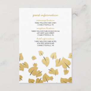 Fall Gold Foil Leaves Guest Information Card