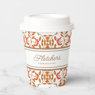 Fall Gold Leaves & Berries Botanical Customisable Paper Cups