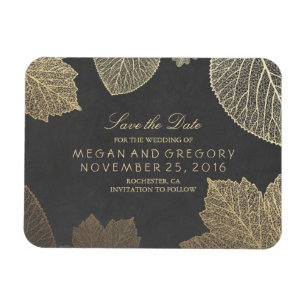 Fall Gold Leaves Chalkboard Save the Date Magnet