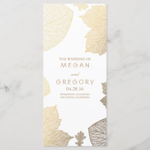 Fall Gold Leaves White Wedding Programs
