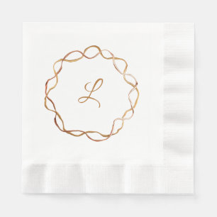 Fall Gold Wreath Monogram Paper Napkin