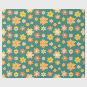 Fall Golden Floral Seamless Thanksgiving Gifts Wrapping Paper