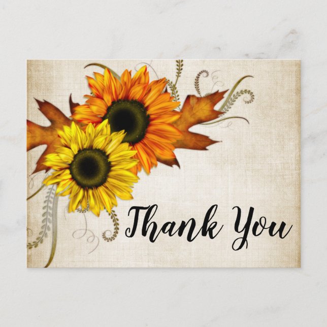 Fall Golden & Orange Bridal Shower Thank You Postcard (Front)
