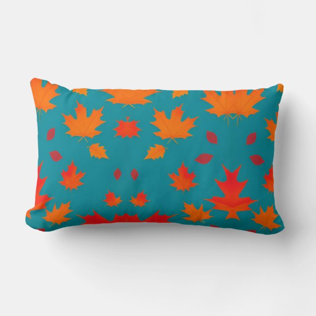 Fall golden orange leaves falling through the air lumbar cushion (Front)