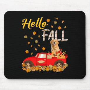 Fall Golden Retriever Leaf Autumn Red Truck Dog Lo Mouse Pad