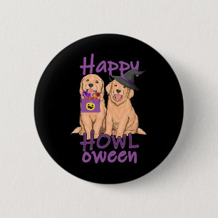 Fall Golden Retriever Lovers Halloween Happy Howl- 6 Cm Round Badge