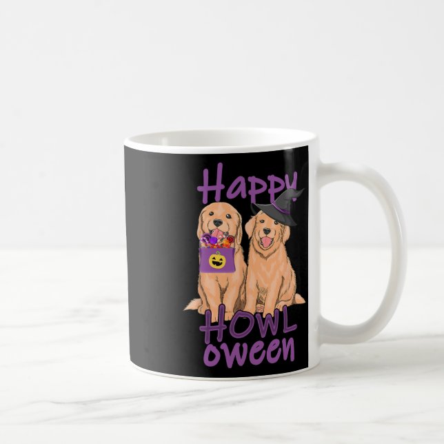 Fall Golden Retriever Lovers Halloween Happy Howl- Coffee Mug (Right)