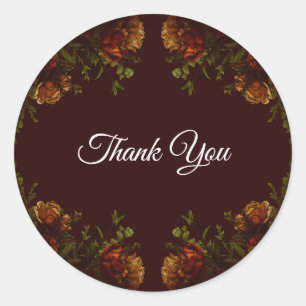 Fall Gothic Wedding Rustic Orange Maroon Classic Round Sticker