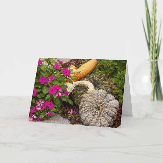 Fall Gourds & Impatiens Greeting Card (Front)