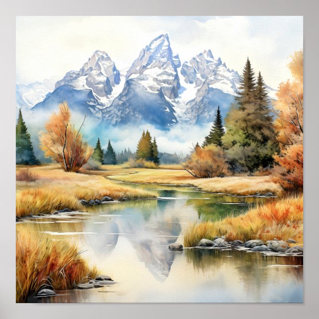 Fall Grand Teton National Park Painting Print (Front)