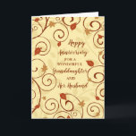 Fall Granddaughter and Her Husband Anniversary Card<br><div class="desc">Happy wedding anniversary card for granddaughter and her husband with fall leaves pattern,  and heartfelt verse.</div>