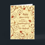 Fall Granddaughter and Her Husband Anniversary Card<br><div class="desc">Happy wedding anniversary card for granddaughter and her husband with fall leaves pattern,  and heartfelt verse.</div>