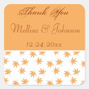 Fall graphic yellow leaves wedding favour sticker