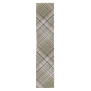 Fall Grass Brown and Olive Green Plaid Short Table Runner
