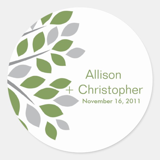 Fall Green Tree  Wedding Sticker (Front)