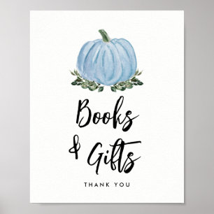 Fall Greenery Blue Pumpkin Books and Gifts Sign