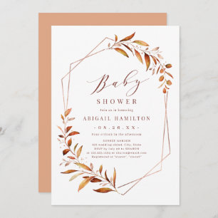 Fall Greenery Geometric Rustic Baby Shower Invitation