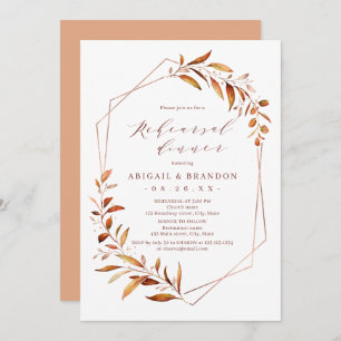 Fall Greenery Geometric Rustic Rehearsal Dinner Invitation