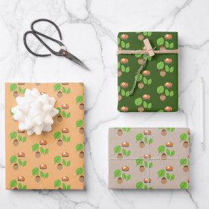 Fall Greenery Leaf Autumn Pumpkin Pie Wrapping Paper Sheet