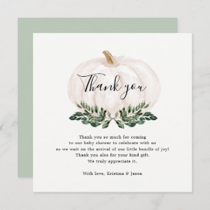 Fall Greenery Pumpkin Baby Shower Thank You Card