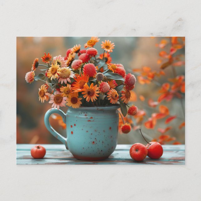 fall greeting card flowers in a vase (Front)