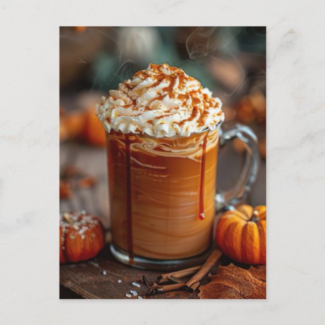 fall greeting card hot pumpkin spice latte  (Front)
