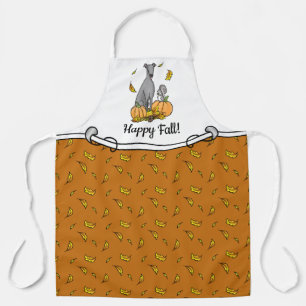 Fall Greyhound (grey) Dog Pumpkins Leaves Funny Apron
