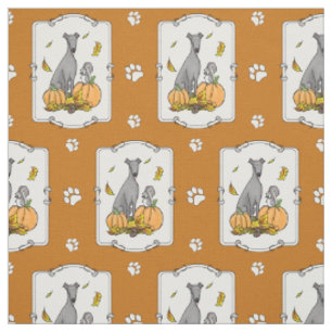Fall Greyhound (grey) Dog Pumpkins Leaves Funny Fabric