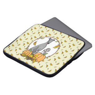 Fall Greyhound (grey) Dog Pumpkins Leaves Funny Laptop Sleeve