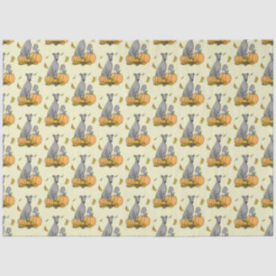 Fall Greyhound (grey) Dog Pumpkins Leaves Funny Tissue Paper