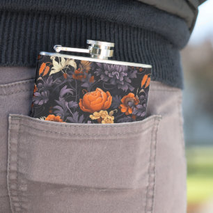 Fall Halloween Botanical Vinyl Wrapped Flask