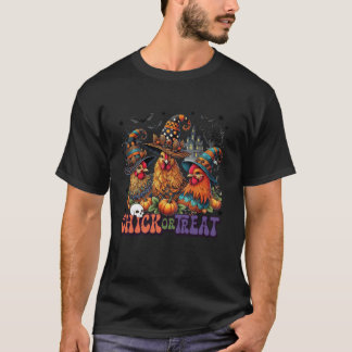 Fall Halloween Chicken witch house Chick Or Treat T-Shirt