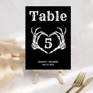 Fall Halloween Gothic Skull Heart Hand wedding  Table Number