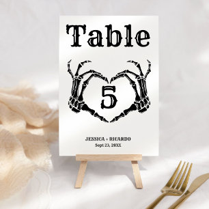 Fall Halloween Gothic Skull Heart Hand wedding  Table Number