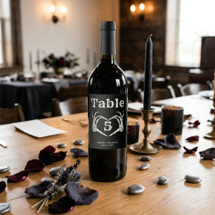 Fall Halloween Gothic Skull Heart Hand wedding Wine Label