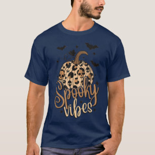 Fall Halloween Leopard Pumpkin Spooky Vibes T-Shirt